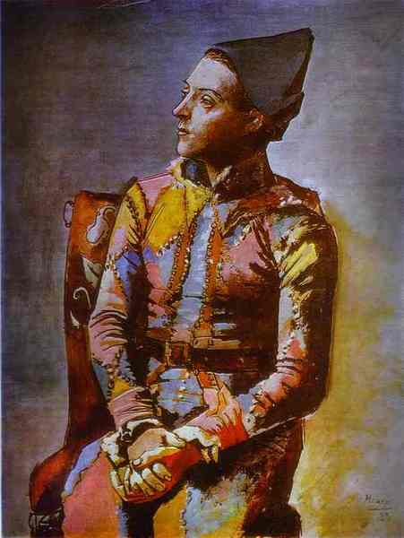 Пабло Пикассо "Сидящий Арлекин." (1923 год)