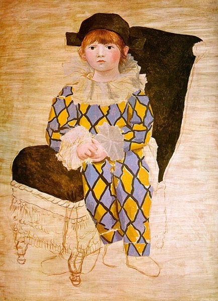 Пабло Пикассо "Поль в костюме Арлекина." (1924 год)