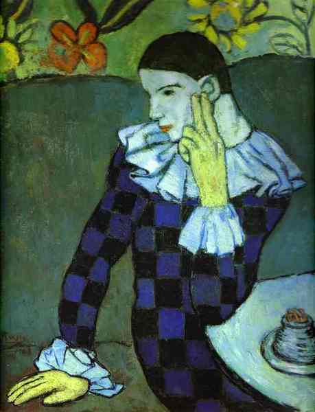 Пабло Пикассо "Склонившийся Арлекин." (1901 год)