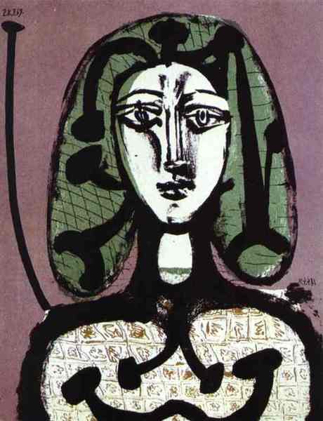 Пабло Пикассо "Женщина с зелеными волосами." (1949 год)