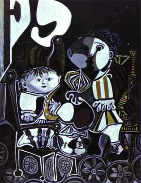 Пабло Пикассо "Палома и Клод, дети Пикассо." (1950 год)