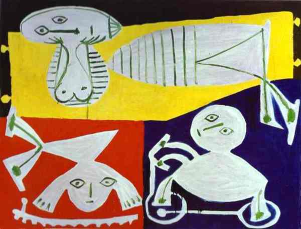 Пабло Пикассо "Франсуаза Жило с Клодом и Паломой." (1951 год)