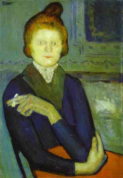 Пабло Пикассо "Женщина с сигаретой." (1901 год)