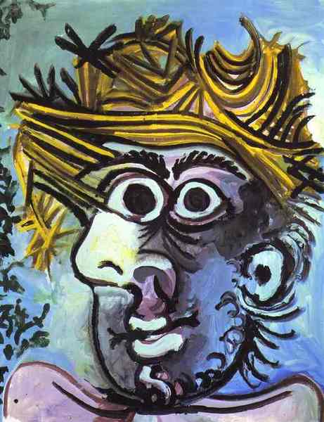 Пабло Пикассо "Портрет мужчины в соломенной шляпе." (1971 год)