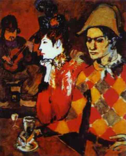 Пабло Пикассо "В кабаре Лапин Агиль или Арлекин с бокалом." (1905 год)