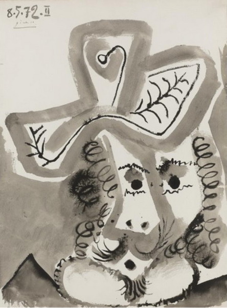 Пабло Пикассо "Голова мужчины в шляпе II." (1972 год)