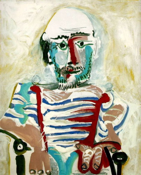 Пабло Пикассо "Сидящий мужчина" (Автопортет)." (1965 год)
