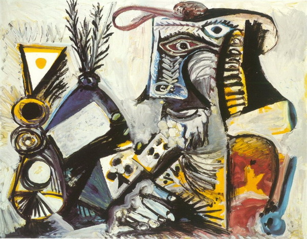 Пабло Пикассо "Мужчина с картами." (1971 год)
