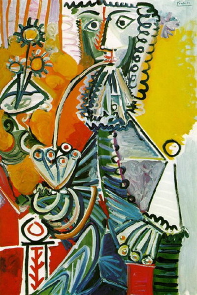 Пабло Пикассо "Мушкетер с трубкой и цветами." (1968 год)