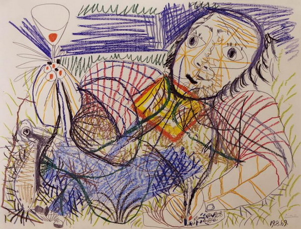 Пабло Пикассо "Человек с бокалом." (1969 год)