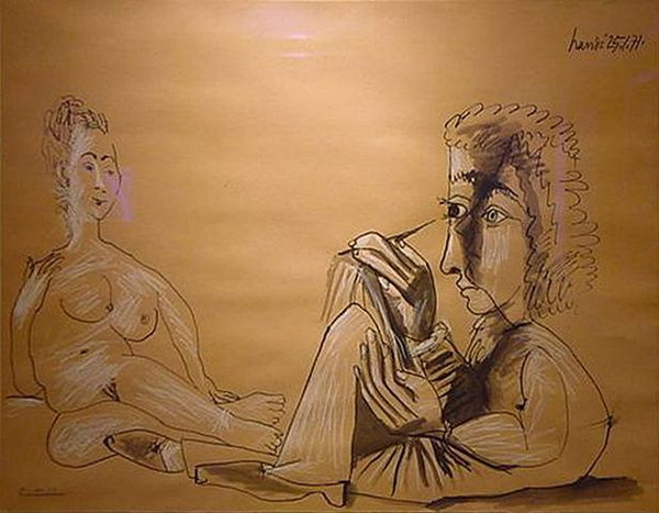 Пабло Пикассо "Художник и модель." (1971 год)