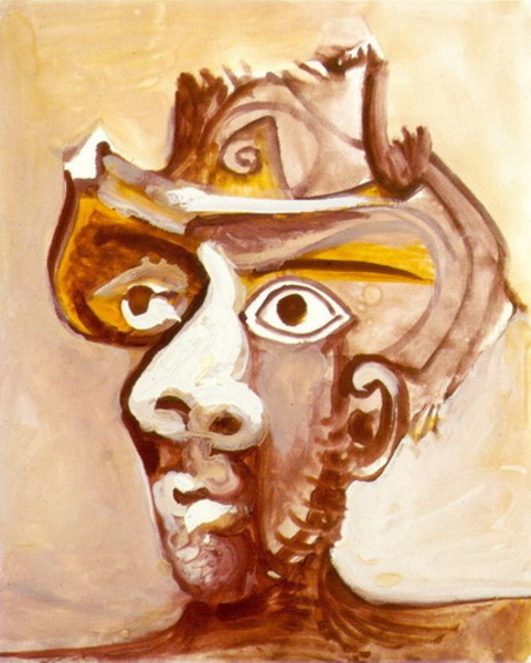 Пабло Пикассо "Голова мужчины в шляпе." (1971 год)