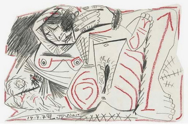 Пабло Пикассо "Лежащая обнаженная I." (1972 год)
