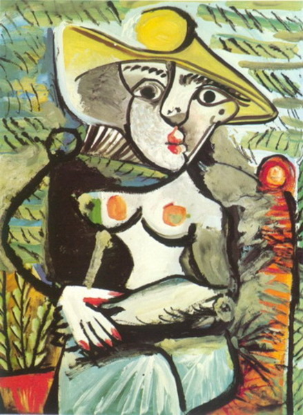 Пабло Пикассо "Сидящая женщина в шляпе." (1971 год)