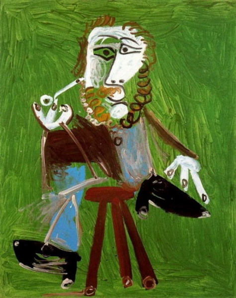 Пабло Пикассо "Сидящий мужчина с трубкой 1." (1969 год)