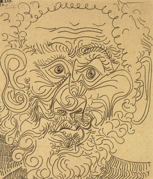 Пабло Пикассо "Голова мужчины" (лицо)." (1969 год)