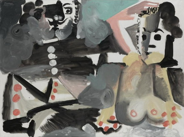 Пабло Пикассо "Мушкетер и обнаженная" (бюсты)." (1967 год)