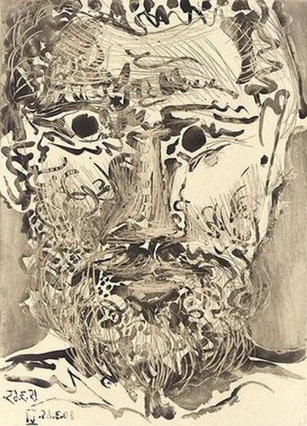 Пабло Пикассо "Голова бородатого мужчины." (1965 год)