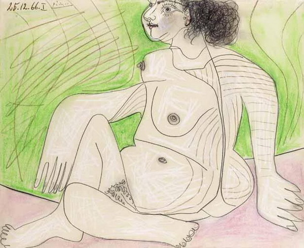 Пабло Пикассо "Сидящая обнаженнная женщина." (1966 год)