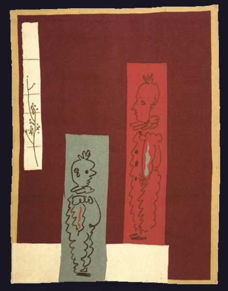Пабло Пикассо "Клоуны на голубой луне" (гобелен)." (1968 год)